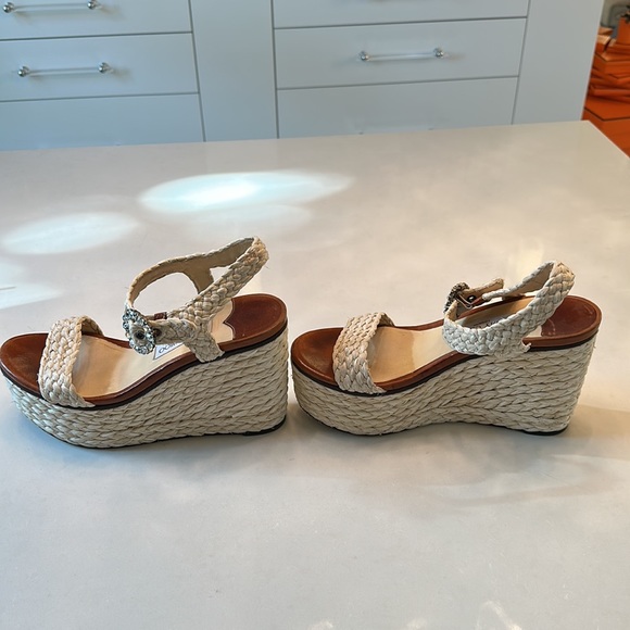Jimmy Choo Nylah raffia wedges with signature crystal embellished buckle - Picture 6 of 8